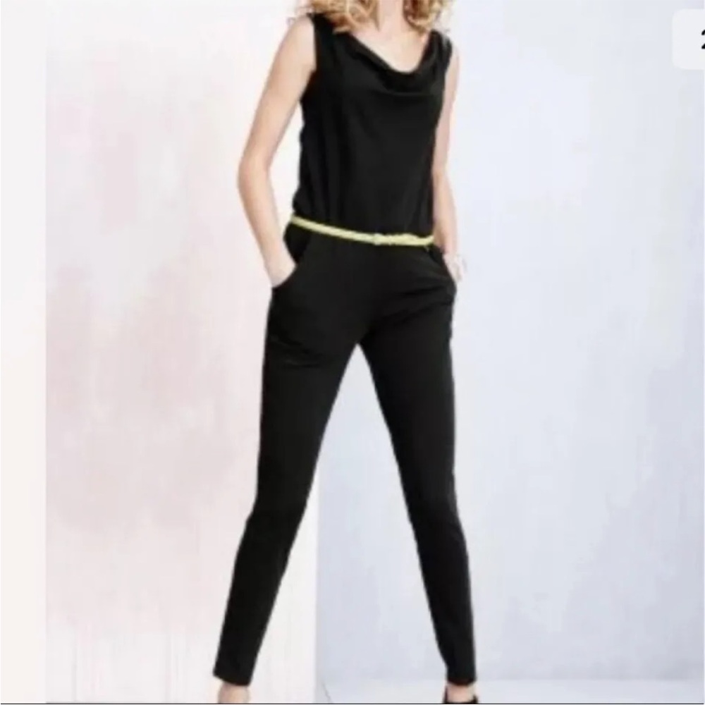 Garnet Hill Draped Neck Jumpsuit size 6
